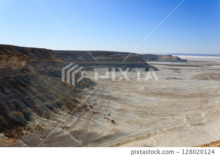 Beautiful Mangystau landscape, Kazakhstan. Bozzhira valley aerial view 128020124