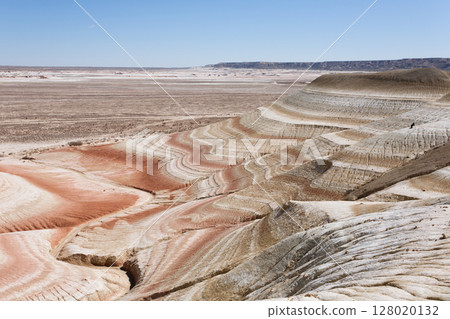 Kyzylkup plateau landscape, Mangystau desert. Rock strata formations 128020132