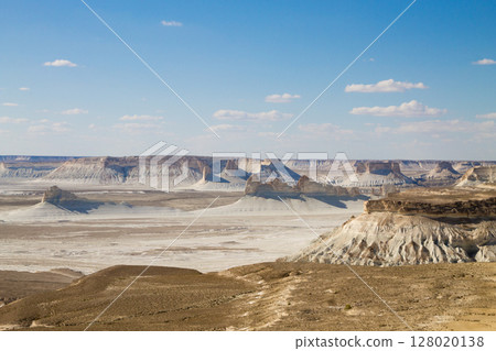 Bozzhira valley aerial view, Mangystau region, Kazakhstan 128020138