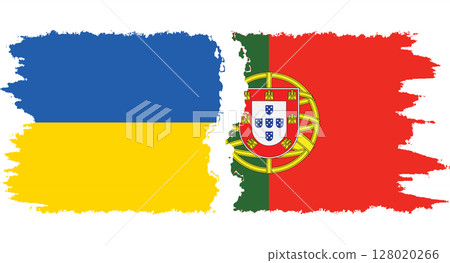 Portugal and Ukraine grunge flags connection vector Portugal and Ukraine grunge flags connection vector 128020266