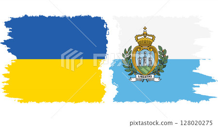 San Marino and Ukraine grunge flags connection vector San Marino and Ukraine grunge flags connection vector 128020275