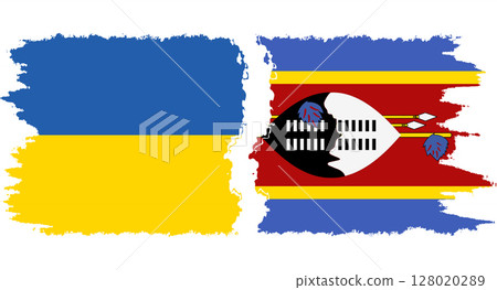 eSwatini and Ukraine grunge flags connection vector eSwatini and Ukraine grunge flags connection vector 128020289