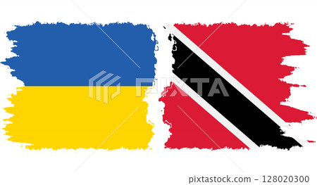 Trinidad and Tobago and Ukraine grunge flags connection vector 128020300