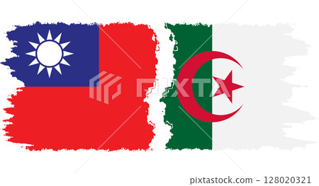 Algeria and Taiwan grunge flags connection vector Algeria and Taiwan grunge flags connection vector 128020321