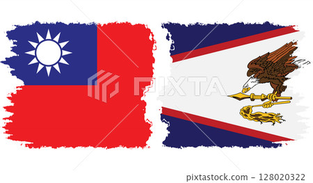 American Samoa and Taiwan grunge flags connection vector American Samoa and Taiwan grunge flags connection vector 128020322