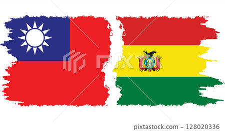 Bolivia and Taiwan grunge flags connection vector 128020336