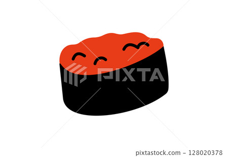 可愛的手繪壽司鮭魚子 128020378