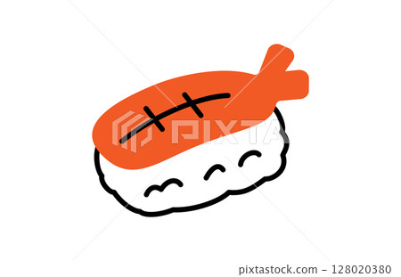 Cute hand-drawn sushi shrimp 128020380