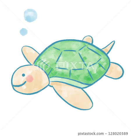 水彩海洋生物海龜 | 可愛的夏日人物素材 128020389