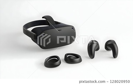 Experience virtual worlds with the immersive vr headset and controllers 128020950