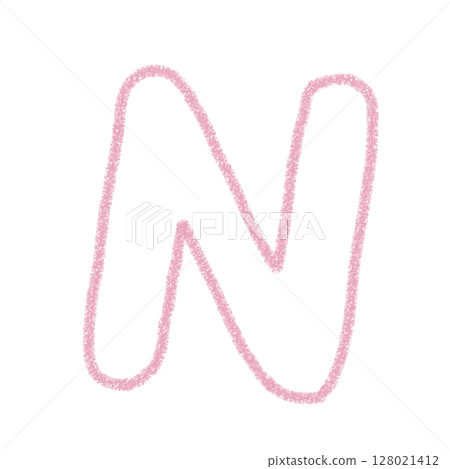 字母N 手寫字母 可愛素材 粉紅色 插畫素材 圖示 蠟筆風格 128021412