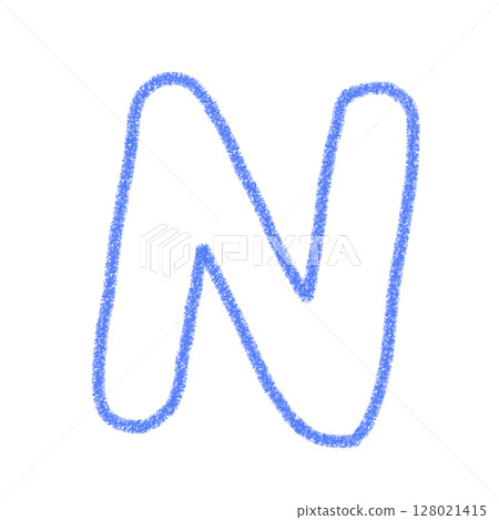 字母N 手寫字母 可愛 材質 藍色 插圖 材質 圖示 蠟筆風格 128021415