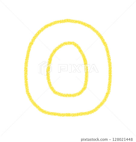 字母 O 手寫字母 可愛 材質 黃色 插圖 材質 圖示 蠟筆風格 128021448