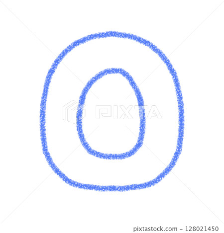 字母O 手寫字母 可愛 素材 藍色 插圖 素材 圖示 蠟筆風格 128021450