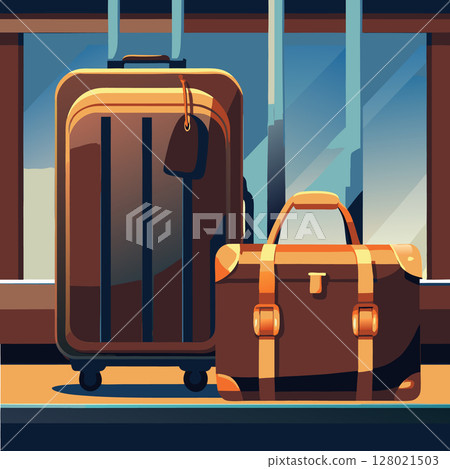 Luggage for travel. Cartoon style. Vector illustration 128021503