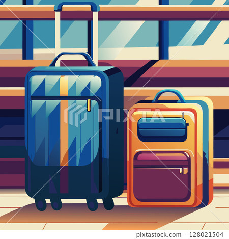 Luggage for travel. Cartoon style. Vector illustration 128021504