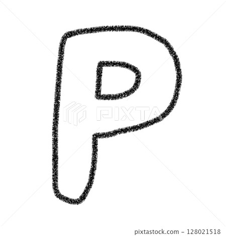 字母P 手寫字母 可愛素材黑色插畫素材圖示蠟筆風格 128021518