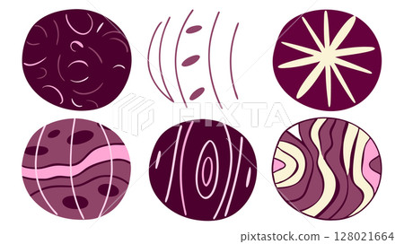 Collection of abstract hand drawn organic textured shapes. Flat style. Vector illustration. 128021664