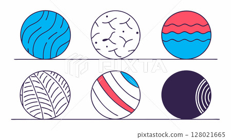 Abstract hand drawn linear shapes sat. Flat style. Vector illustration. 128021665