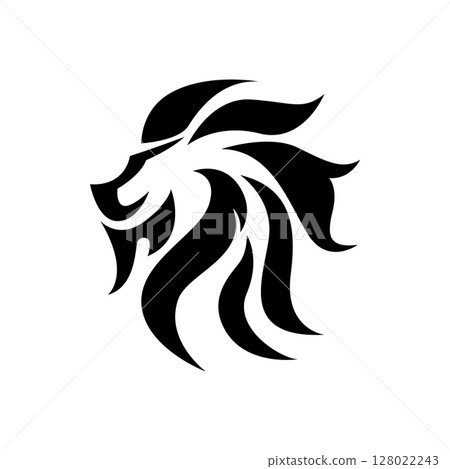 時尚的獅子剪影標誌(單色) 時尚的獅子剪影標誌(單色) 128022243