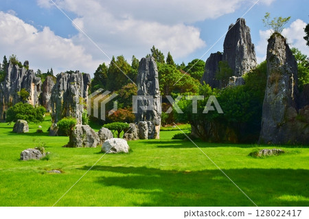 Spectacular views of the Stone Forest Scenic Area in Yunnan Spectacular views of the Stone Forest Scenic Area in Yunnan 128022417