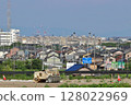 Factory scenery with sawtooth roof 128022969