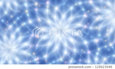 Light blue and white kaleidoscope-style neon effect background Image background Light blue and white kaleidoscope-style neon effect background Image background 128023046