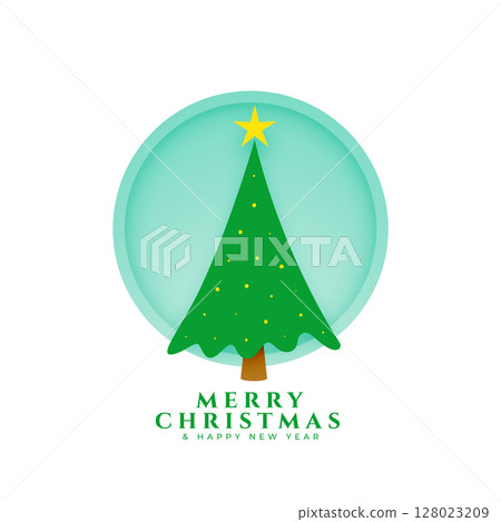 merry christmas festive greeting background with xmas tree 128023209
