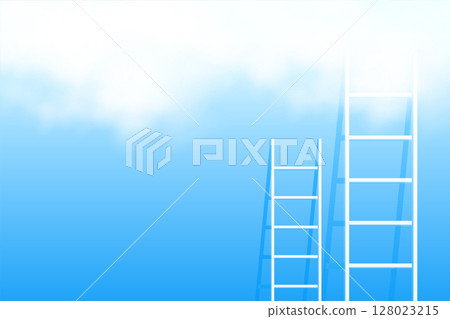 Stairway ladder into the clouds concept background vector Stairway ladder into the clouds concept background vector 128023215