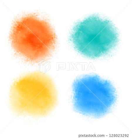 set of four watercolor stain texture background with splatter effect 128023292