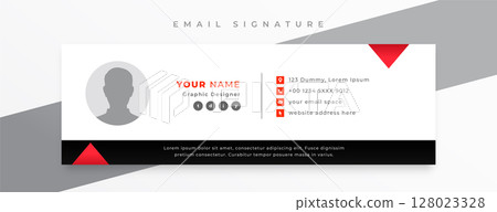 corporate mail signature card template with digital profile 128023328