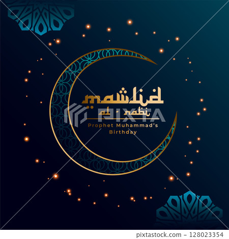 mawlid al nabi festival greeting in islamic style 128023354