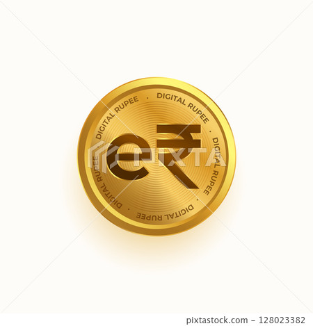 indian digital currency e rupee golden coin design indian digital currency e rupee golden coin design 128023382