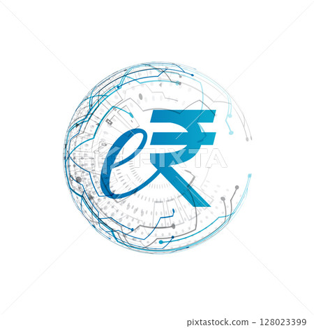 digital eINR e-rupi currency technological background for secure digital payment 128023399