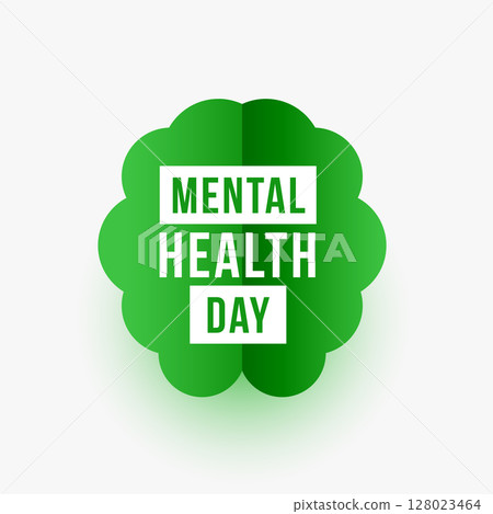 paper style mental heath day green concept poster design 128023464
