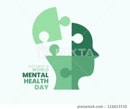 creative global mental health day poster with puzzle art human head creative global mental health day poster with puzzle art human head 128023530
