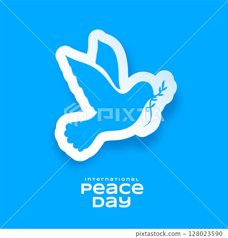 happy world peace day poster with papercut dove bird design 128023590