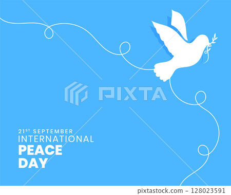 21st september international peace day poster with papercut dove 128023591