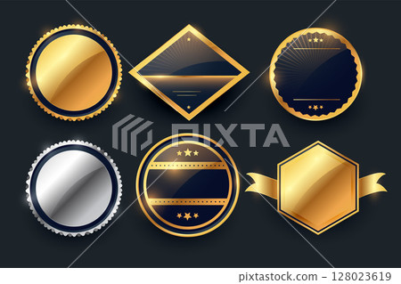 set of shiny and empty badge label element banner design 128023619