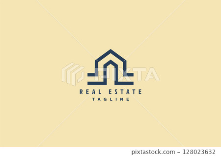 minimal real estate logo with house sign 128023632