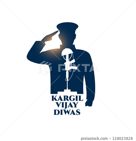 kargil vijay diwas patriotic background with solider silhouette 128023828