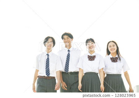 國中生、高中生、男生、女生、合照、微笑 128023965
