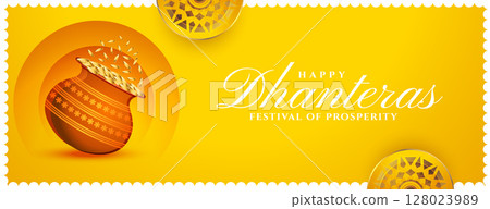 nice happy dhanteras traditional banner with golden pot design nice happy dhanteras traditional banner with golden pot design 128023989
