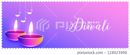happy diwali wishes banner with glowing diya design vector happy diwali wishes banner with glowing diya design vector 128023998