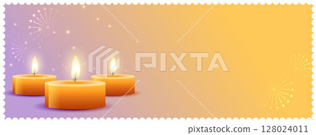 beautiful shubh diwali banner with text space and glowing candle beautiful shubh diwali banner with text space and glowing candle 128024011