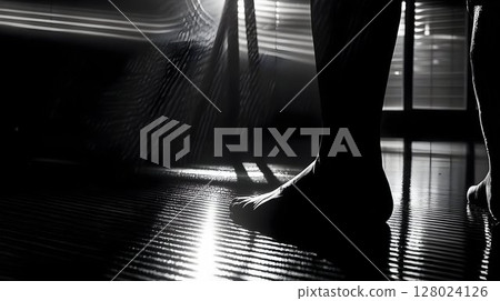 Abstract black and white geometric background texture 128024126