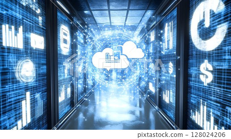 Futuristic data center cloud computing network digital technology 128024206