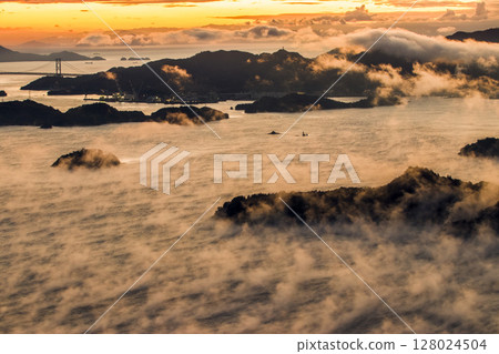 The view from Fudekageyama Observatory, a famous spot for sea fog in the Seto Inland Sea The view from Fudekageyama Observatory, a famous spot for sea fog in the Seto Inland Sea 128024504