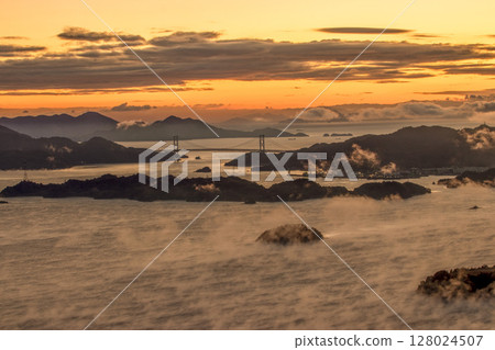 The view from Fudekageyama Observatory, a famous spot for sea fog in the Seto Inland Sea The view from Fudekageyama Observatory, a famous spot for sea fog in the Seto Inland Sea 128024507