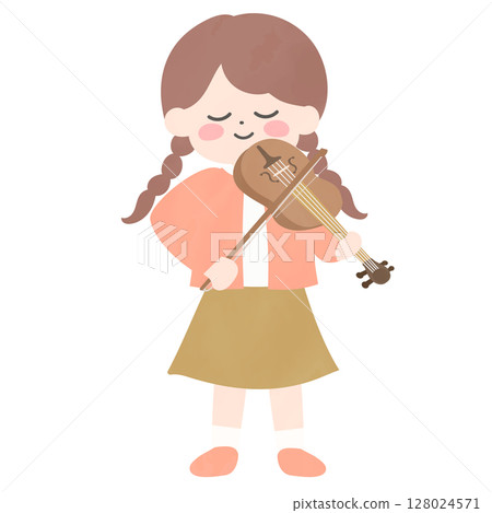 Illustration of a girl playing the violin 128024571